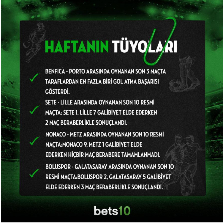 Bets10 Haftanın Tüyoları